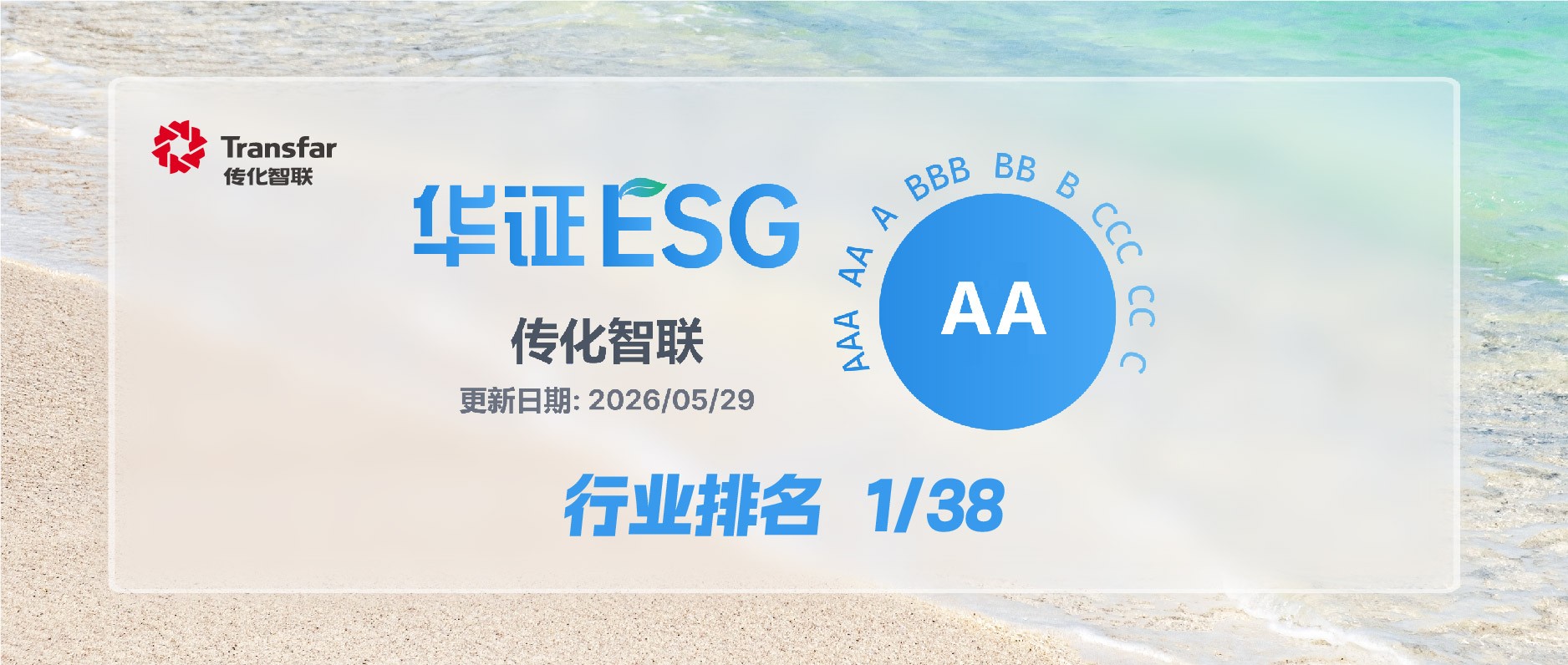 历史新高！传化智联斩获华证ESG评级AA级，综合实力领跑行业